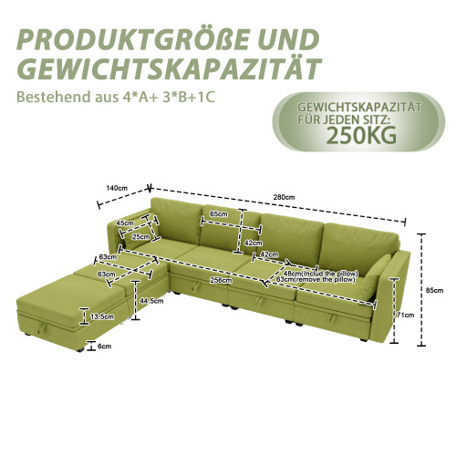 Weiches modulares U-förmiges Sofa mit Stauraumsofa-OKWISH