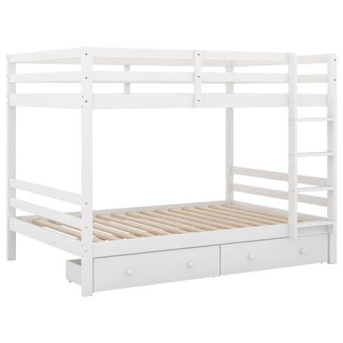 140*200cm Etagenbett Kinderbetten mit Schubladen, Stauraum, Hohe Geländer