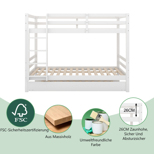 Etagenbetten, Kinderbetten, Etagenbetten mit Ausziehbett, Hohe Geländer, Stabile Treppe