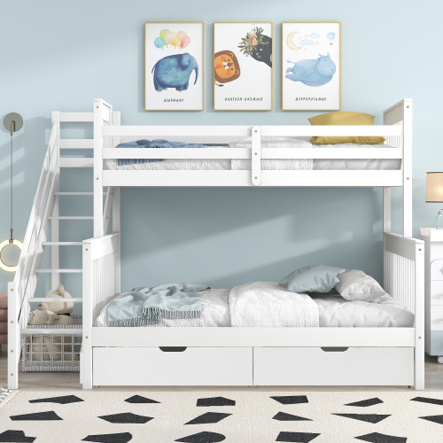 Seitenleiter-Etagenbett für Kinder aus Kiefernholz-OKWISH