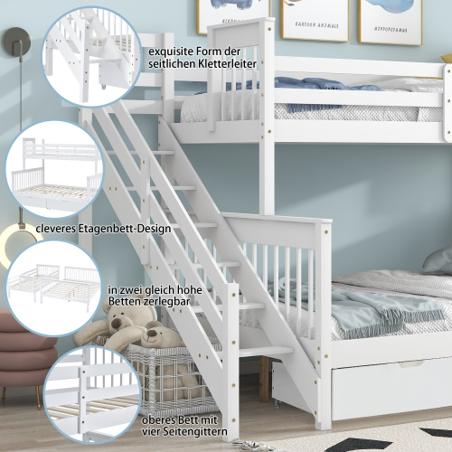 Seitenleiter-Etagenbett für Kinder aus Kiefernholz-OKWISH