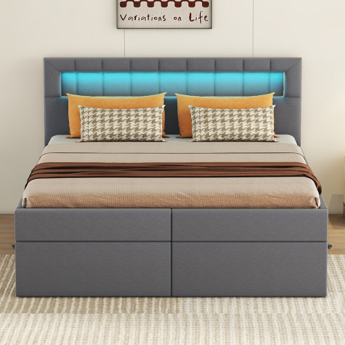 Multifunktionales Polsterbett mit Licht-OKWISH