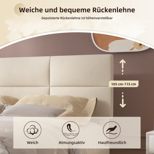Samt-Polsterbett mit hydraulischem System-OKWISH