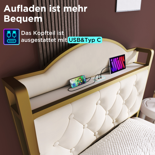 Lattenrostbett mit Metallrahmen-OKWISH