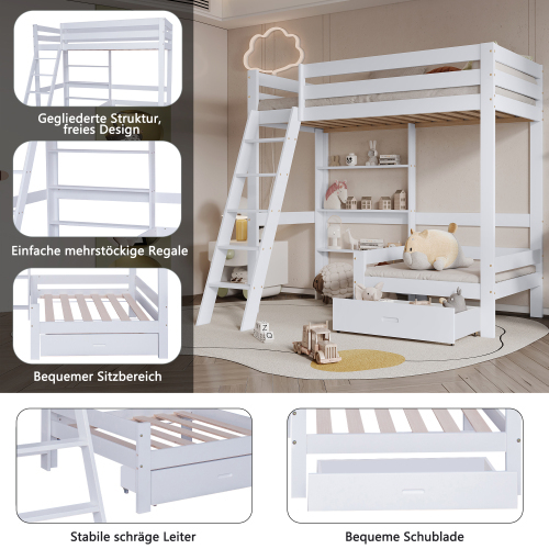 Etagenbett mit Regal und Sofa-OKWISH