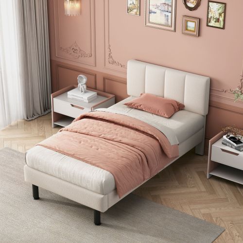 Gepolstertes Bett aus Sherpa-Stoff-OKWISH