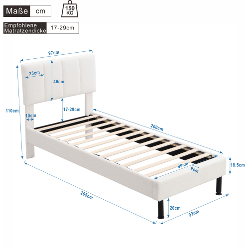 Gepolstertes Bett aus Sherpa-Stoff-OKWISH
