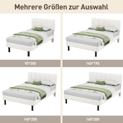 Gepolstertes Bett aus Sherpa-Stoff-OKWISH