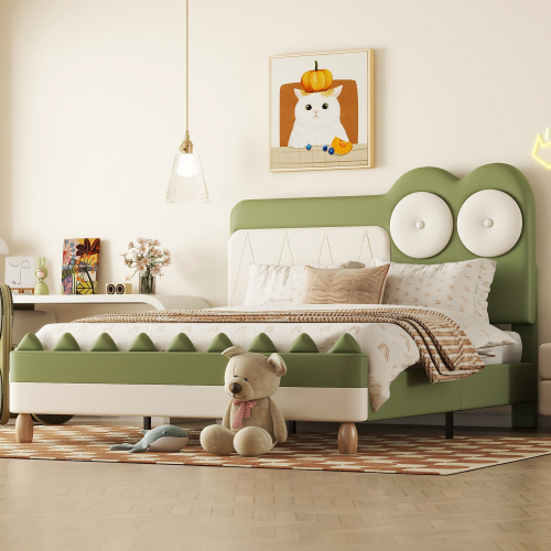 140*200cm Kinderbett, Cartoon Krokodil Form, Flachbett, PU Material