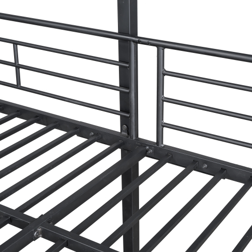 Dreifach-Etagenbett, Eisenrahmenbett, hohes Geländer, einfaches Design, schwarz 
