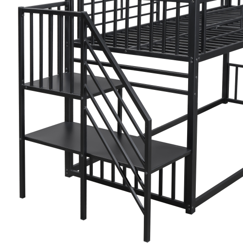 Etagenbett, Eisenrahmenbett mit Schiebetreppe, Hausmodellierung, stabil und zuverlässig