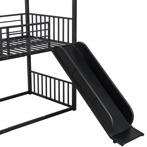 Etagenbett, Eisenrahmenbett mit Schiebetreppe, Hausmodellierung, stabil und zuverlässig