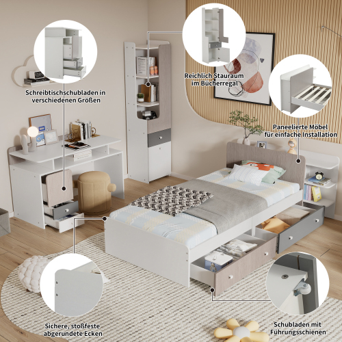 Schubladenbett mit leisen Schienen-OKWISH