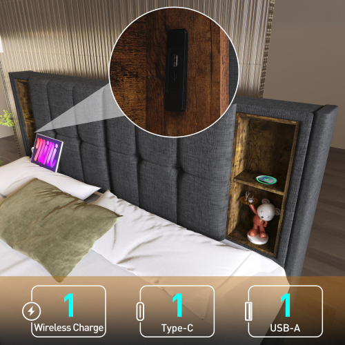 Doppelbett aus beigem Samt aus Holz-OKWISH