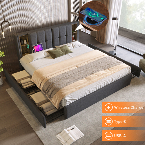Doppelbett aus beigem Samt aus Holz-OKWISH