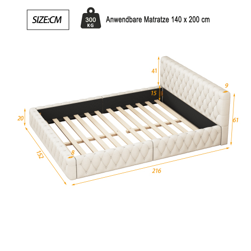 Polsterbett Jugend-Doppelbett, aus hautfreundlichem Velours