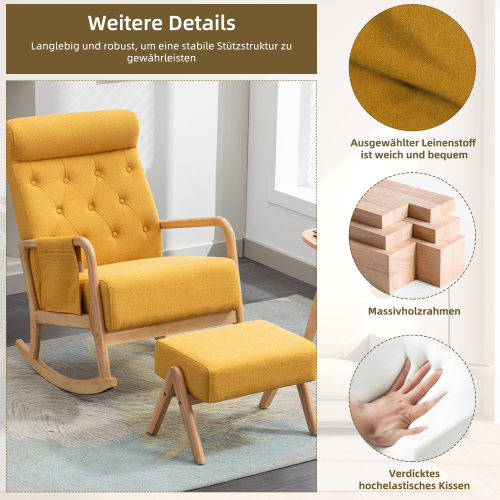 COOLMORE living room Comfortable rocking chair with ottoman 