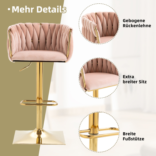 Moderner, stilvoller, verstellbarer Barhocker aus Samt-OKWISH