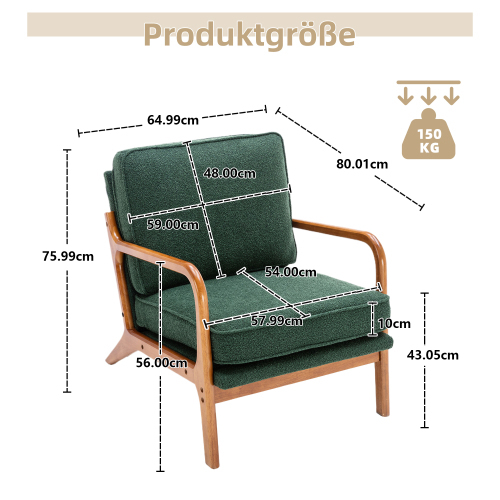 COOLMORE Wood Frame Armchair, Modern Accent Chair Lounge Chair for Living Room 