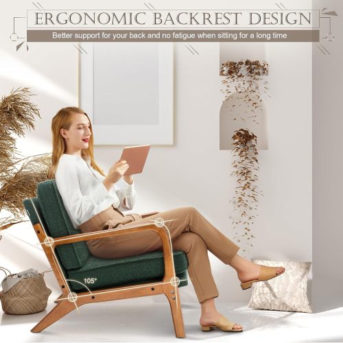 COOLMORE Wood Frame Armchair, Modern Accent Chair Lounge Chair for Living Room 