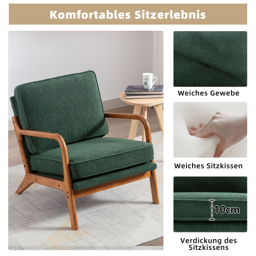 COOLMORE Wood Frame Armchair, Modern Accent Chair Lounge Chair for Living Room 