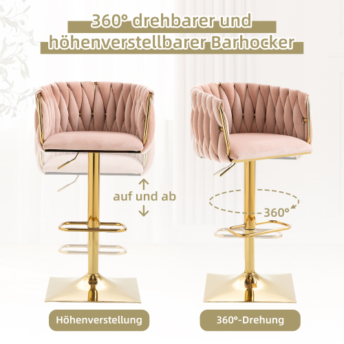 Moderner, stilvoller, verstellbarer Barhocker aus Samt-OKWISH