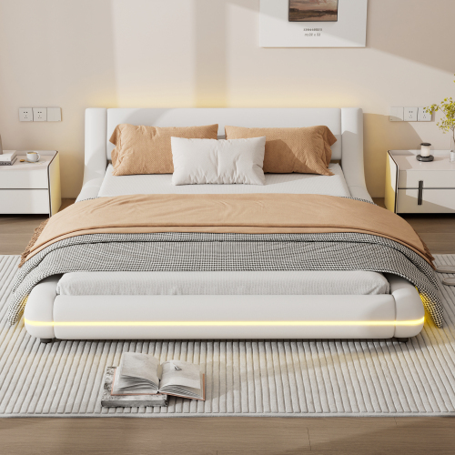 Flachbett, Bodenbett, PU, LED-Umgebungslicht, 24-Tasten-Fernbedienung