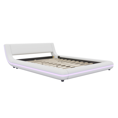 Flachbett, Bodenbett, PU, LED-Umgebungslicht, 24-Tasten-Fernbedienung