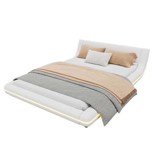 Flachbett, Bodenbett, PU, LED-Umgebungslicht, 24-Tasten-Fernbedienung