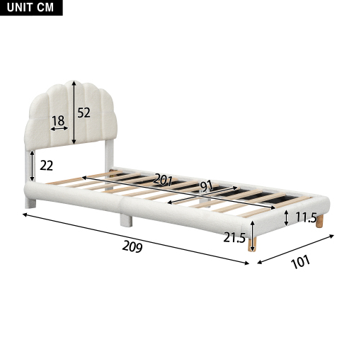 Flachbett, Kinderbett, Plush, niedliches Kopfteil