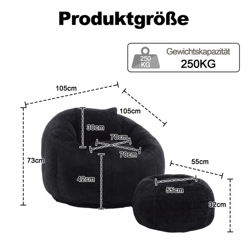 COOLMORE bean bag Chair Lounger sofa with swivel pedals 