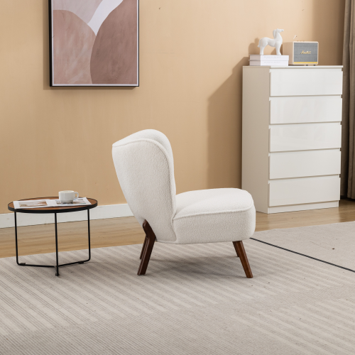 Freizeitstuhl, Wohnzimmerstuhl mit extra hoher Rückenlehne, Beine aus Massivholz 