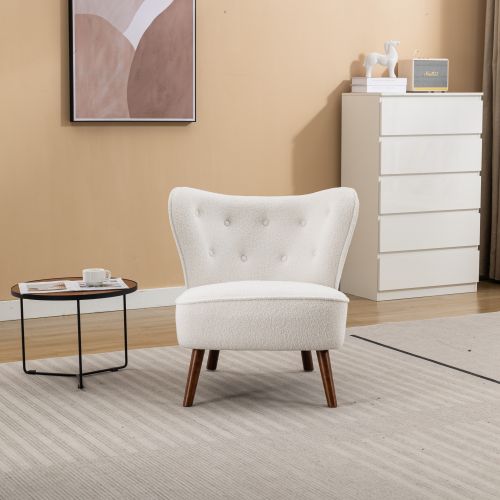 Freizeitstuhl, Wohnzimmerstuhl mit extra hoher Rückenlehne, Beine aus Massivholz 