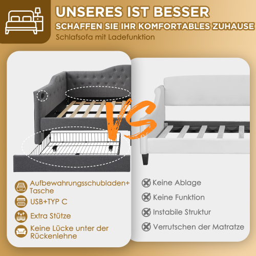 Gepolstertes Schlafsofa mit Stauraum-OKWISH