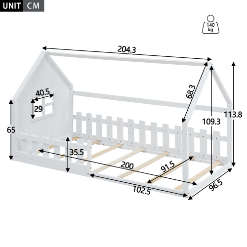 Flachbett, Kinderbett, Hausleiste