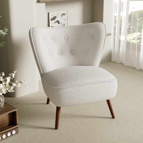 Freizeitstuhl, Wohnzimmerstuhl mit extra hoher Rückenlehne, Beine aus Massivholz 