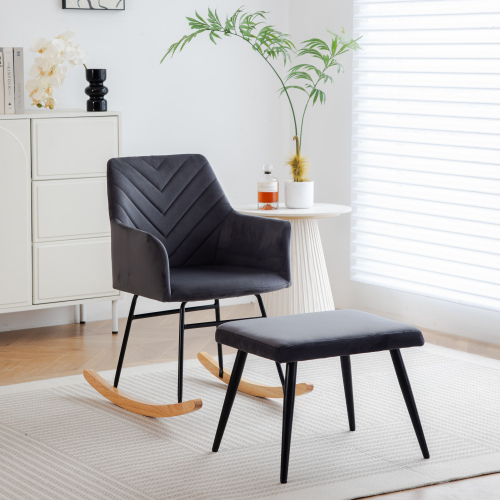 Stabiler Loungesessel mit Gestell aus Gummibaumholz und Pedalen-OKWISH