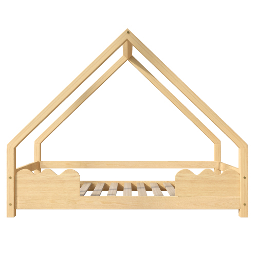 Hausbett Kinderbett mit Rausfallschutz Spielbett Jugendbett Massivholz in Natur