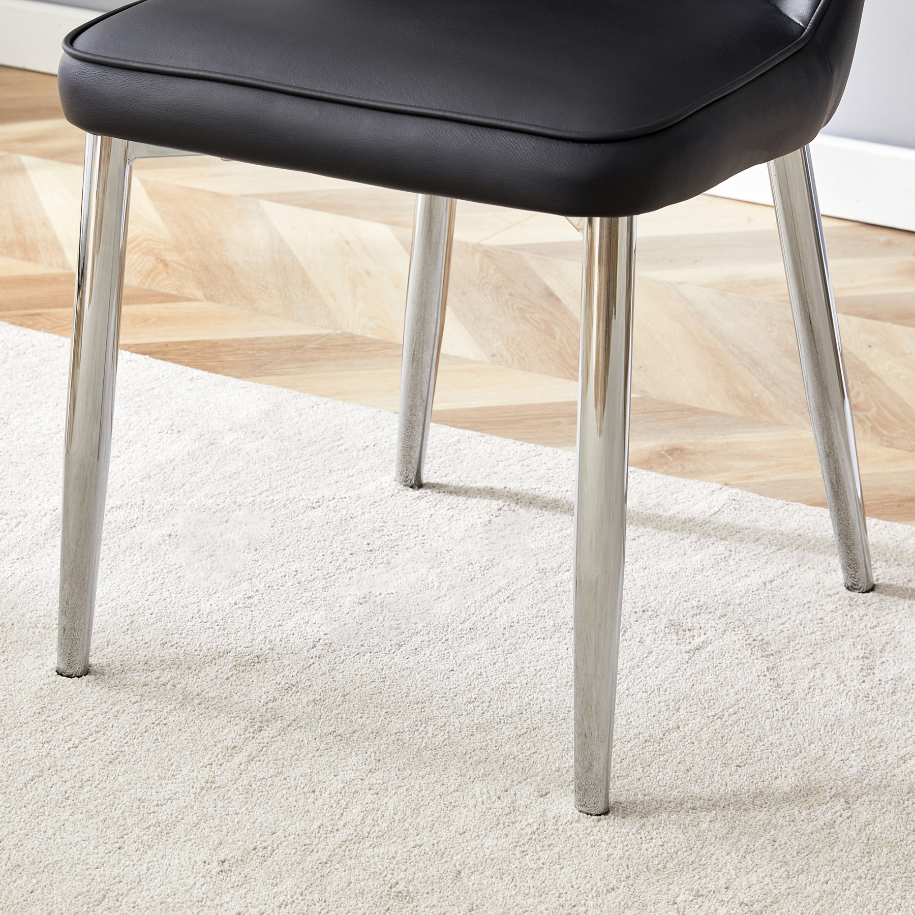 OKWISH Black Dining Chair with PU Leather and Metal Legs