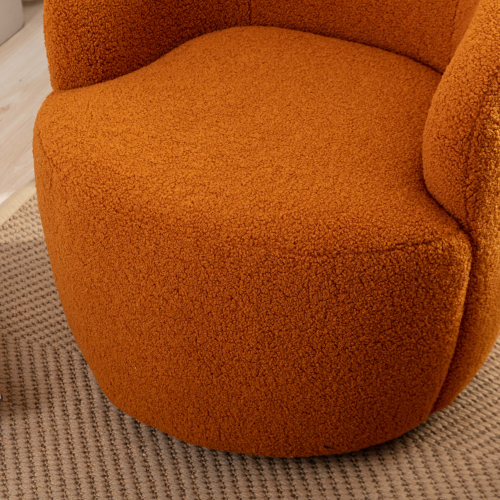 Teddy Fabric Swivel Accent Armchair Barrel Chair With Black Powder Coating Metal Ring