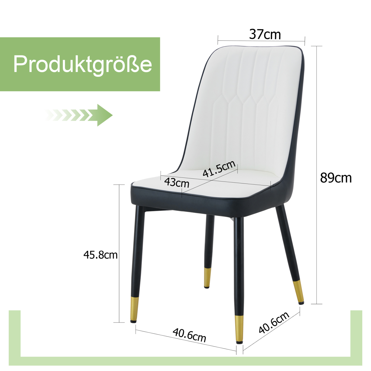 OKWISH Dining Chair with PU Leather Seat and Metal Legs