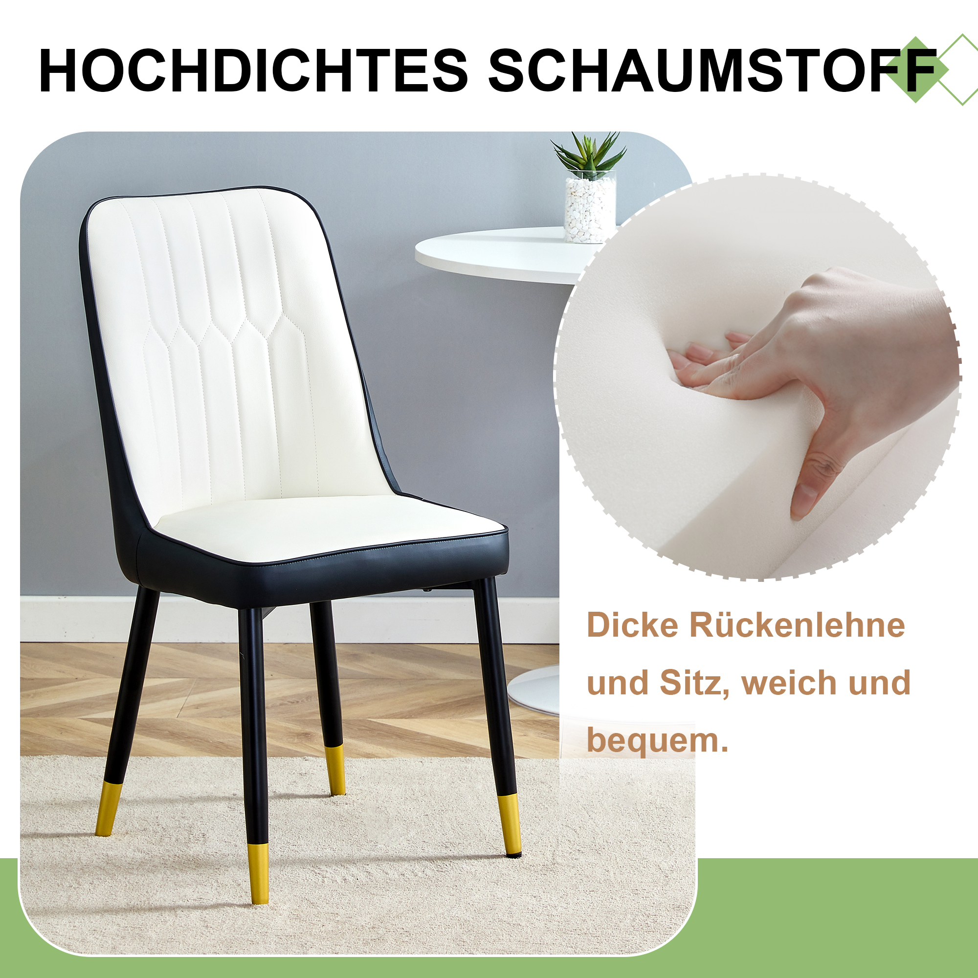 OKWISH Dining Chair with PU Leather Seat and Metal Legs