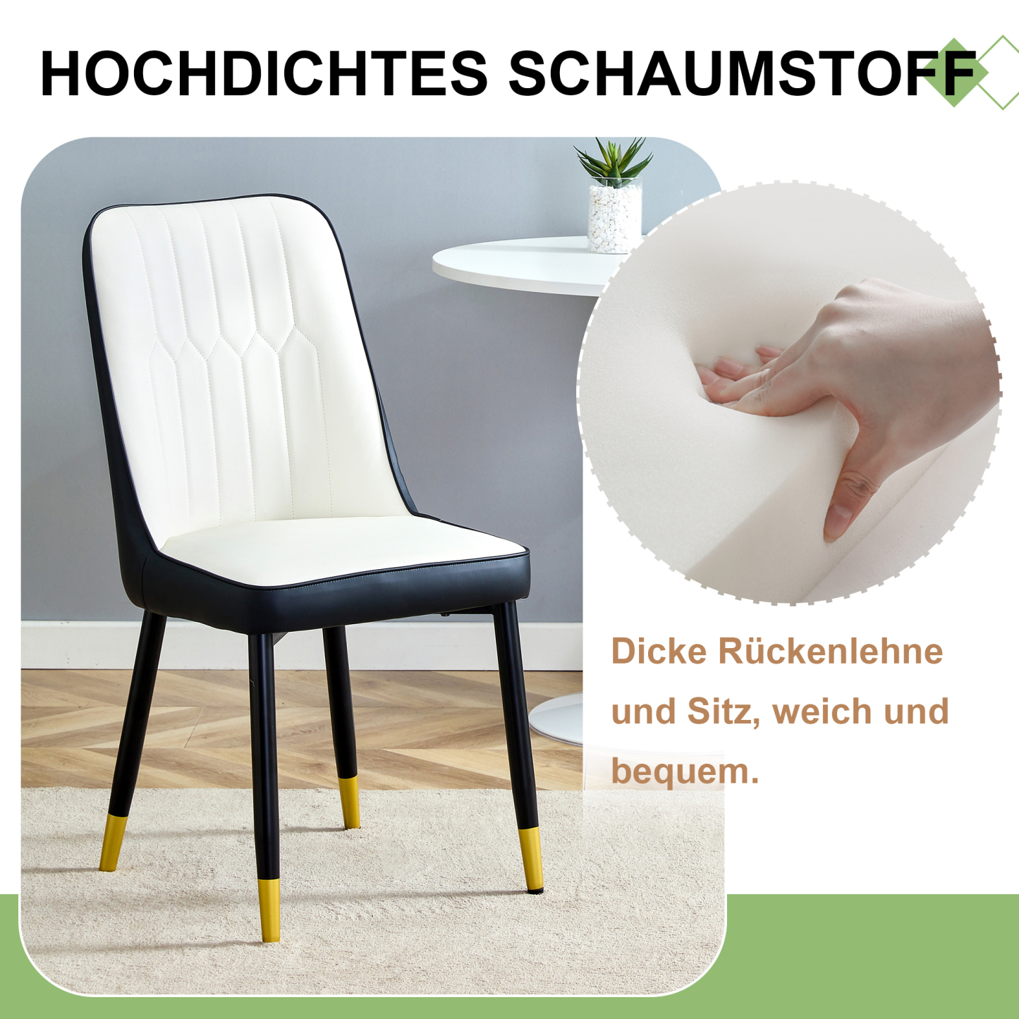 OKWISH Dining Chair with PU Leather Seat and Metal Legs