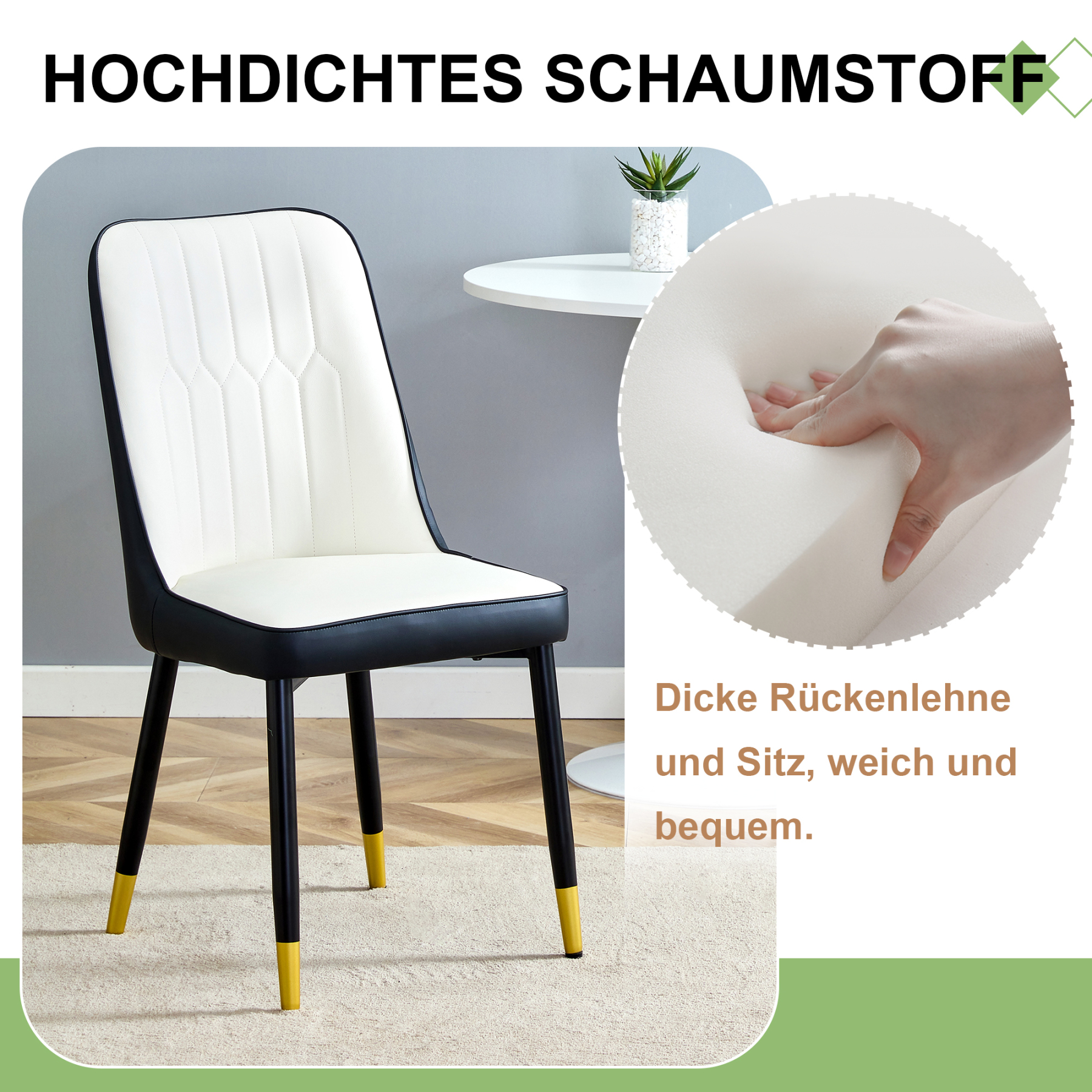 OKWISH Dining Chair with PU Leather Seat and Metal Legs