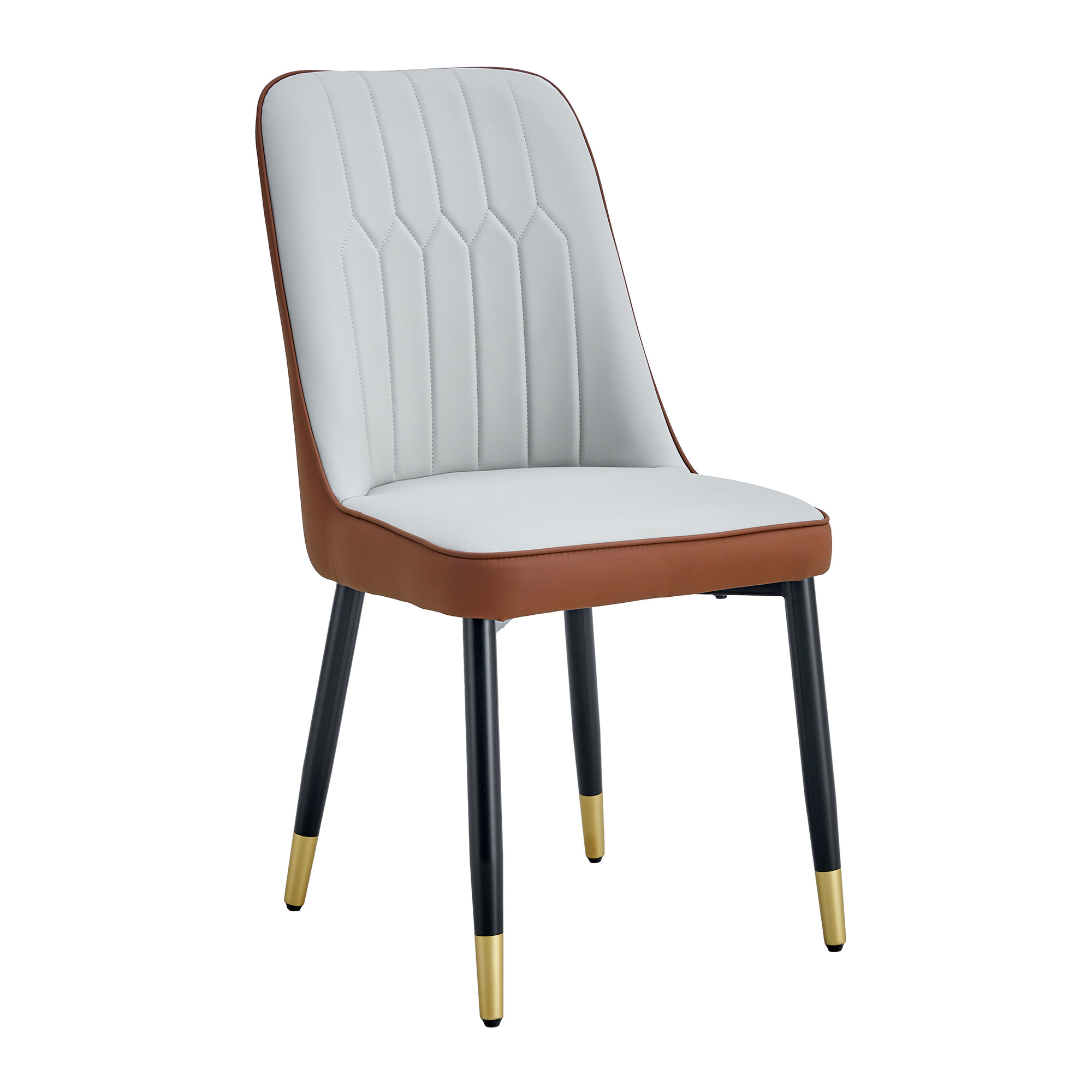 OKWISH Set of 2 Dining Chairs in Two-Tone PU Leather