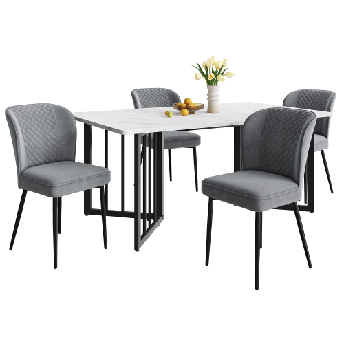 Esszimmerstuhl aus dunkelgrauem Samt-OKWISH