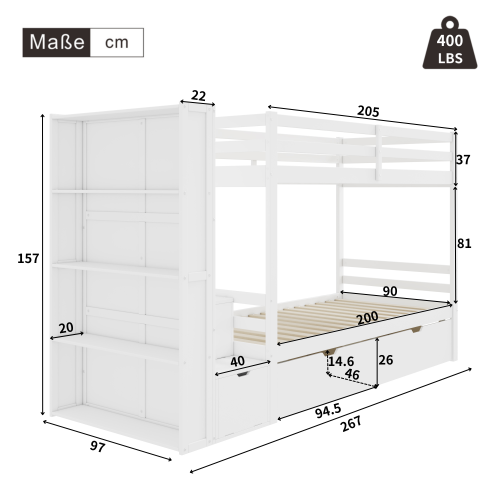 Multifunktionales Etagenbett mit Stauraum-OKWISH