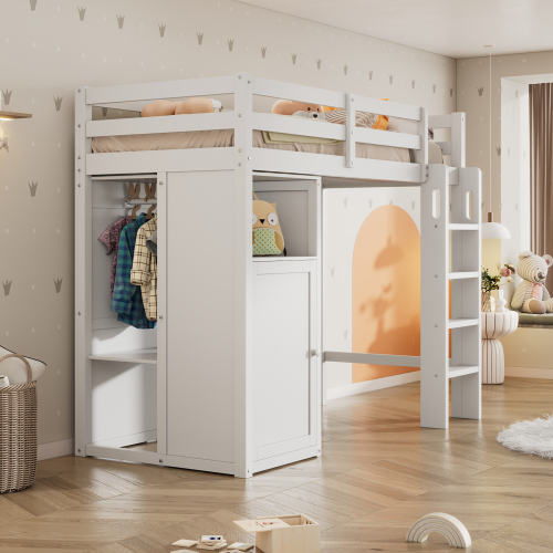 Kinderbett Hochbett mit Schrankrahmenbett-OKWISH