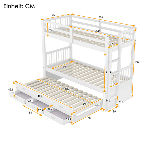 Etagenbett aus Kiefernholz und MDF-OKWISH