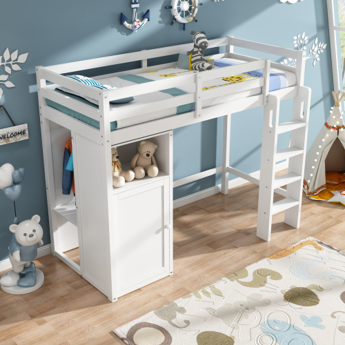 Kinderbett Hochbett mit Schrankrahmenbett-OKWISH